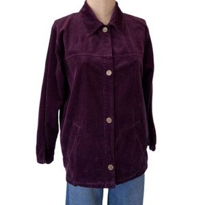 90s purple cord shirt jacket size Medium 100% cotton